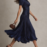 Shelby - Striped Shirt Collar Midi Dress — view 4