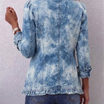 Sofia - boho gradient retro botanical print frill detail coat — view 2