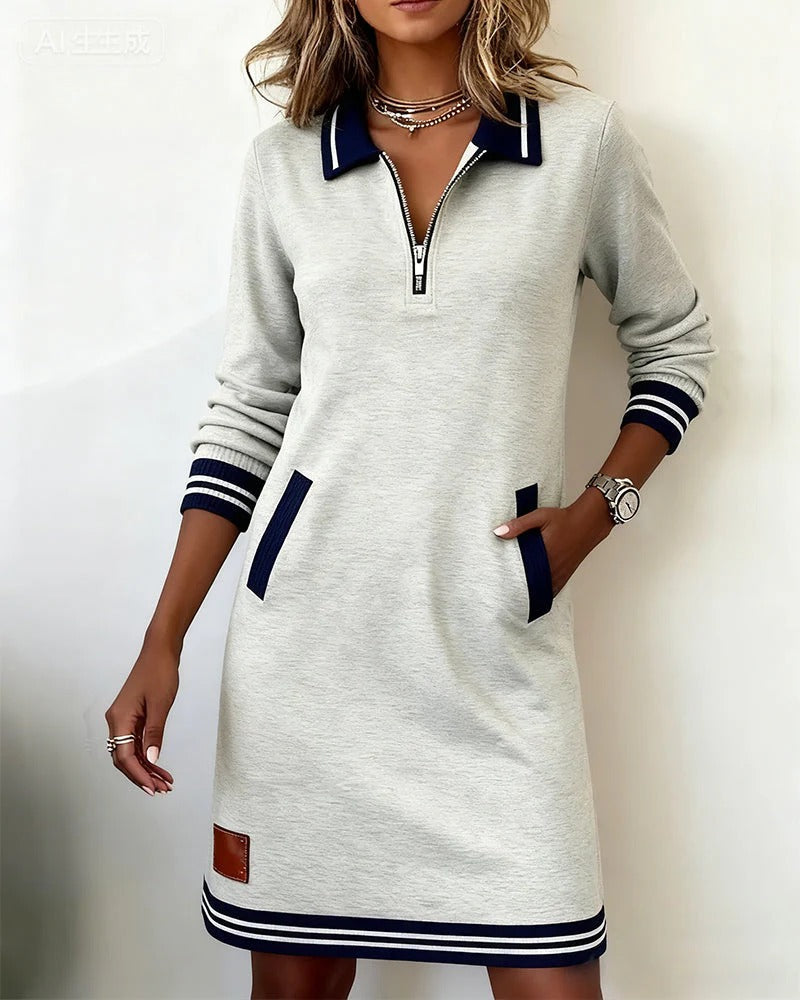 Sofia - elegant long sleeve cotton dress — view 1
