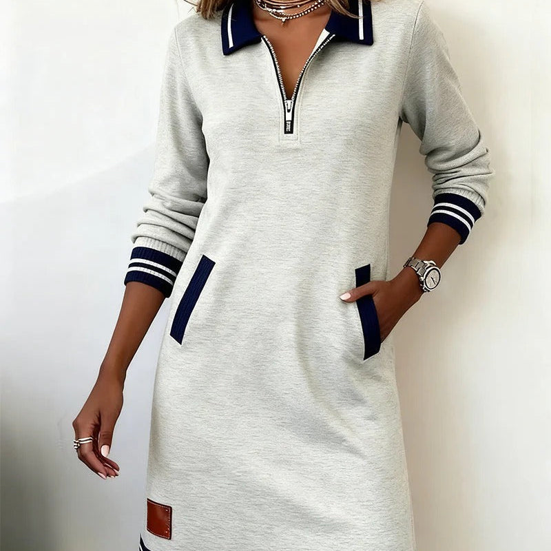 Sofia - elegant long sleeve cotton dress — view 1