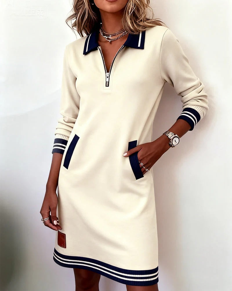 Sofia - elegant long sleeve cotton dress — view 2