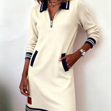 Sofia - elegant long sleeve cotton dress — view 2