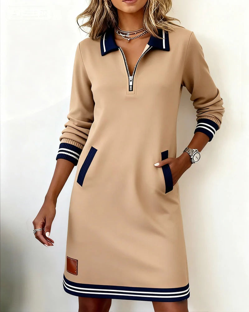 Sofia - elegant long sleeve cotton dress — view 3