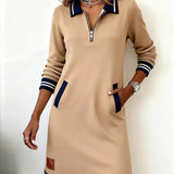Sofia - elegant long sleeve cotton dress — view 3