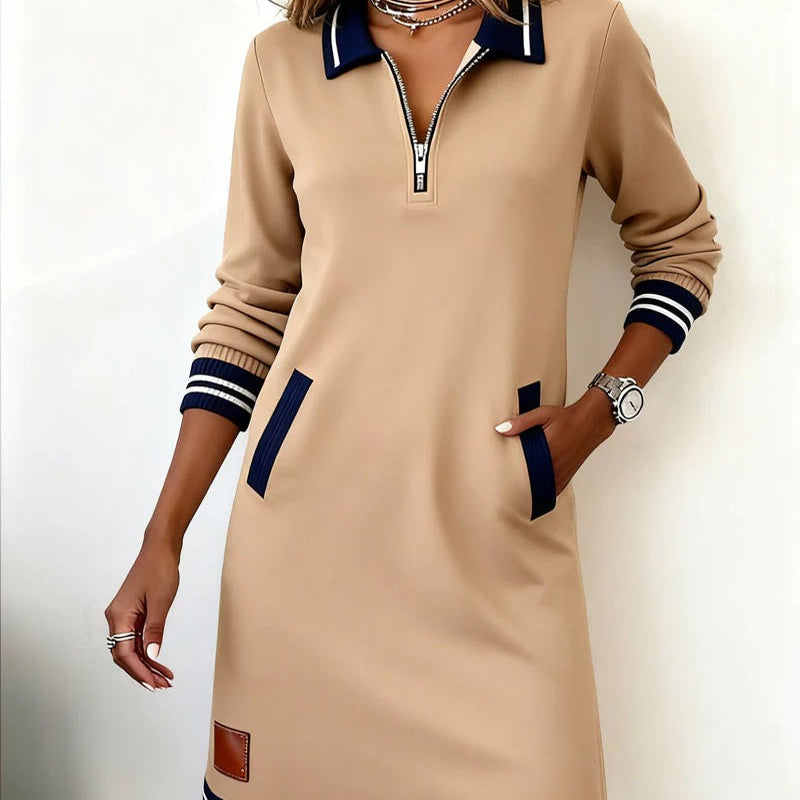 Sofia - elegant long sleeve cotton dress — view 3