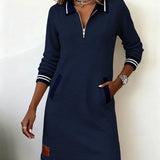 Sofia - elegant long sleeve cotton dress — view 4