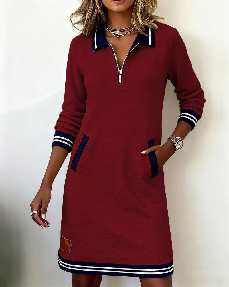 Sofia - elegant long sleeve cotton dress — view 6