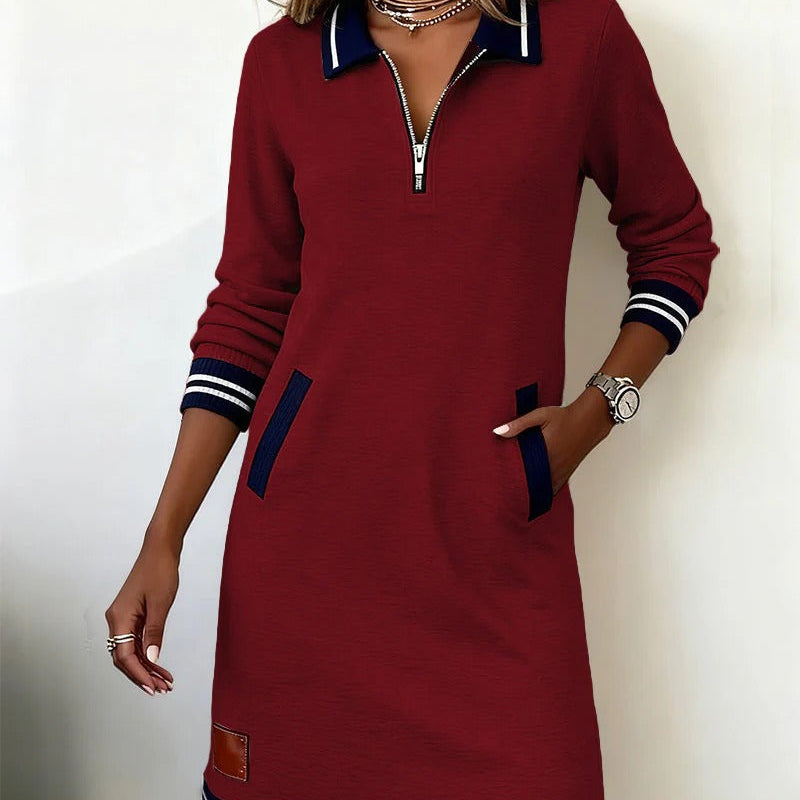Sofia - elegant long sleeve cotton dress — view 6