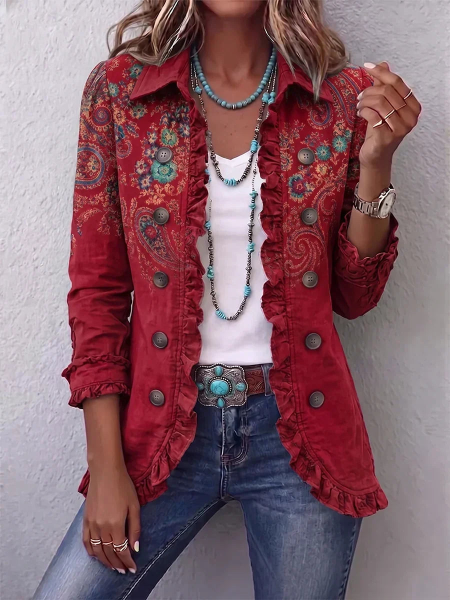 Sophia - bohemian paisley ruffle jacket — view 1