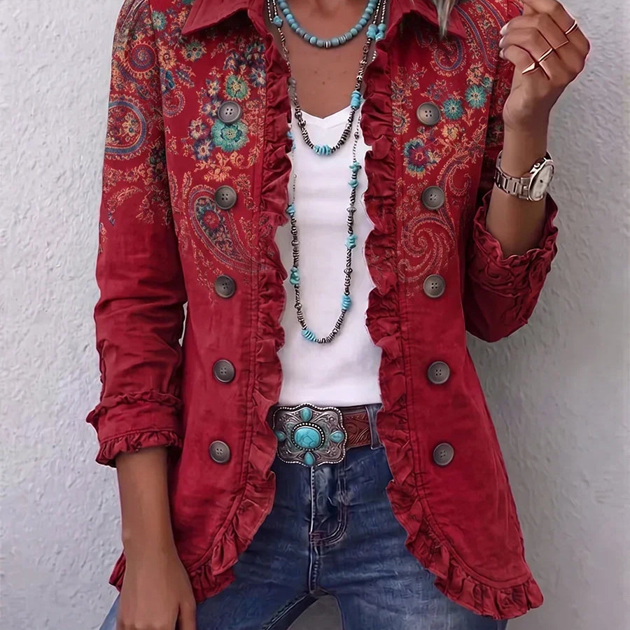 Sophia - bohemian paisley ruffle jacket — view 1