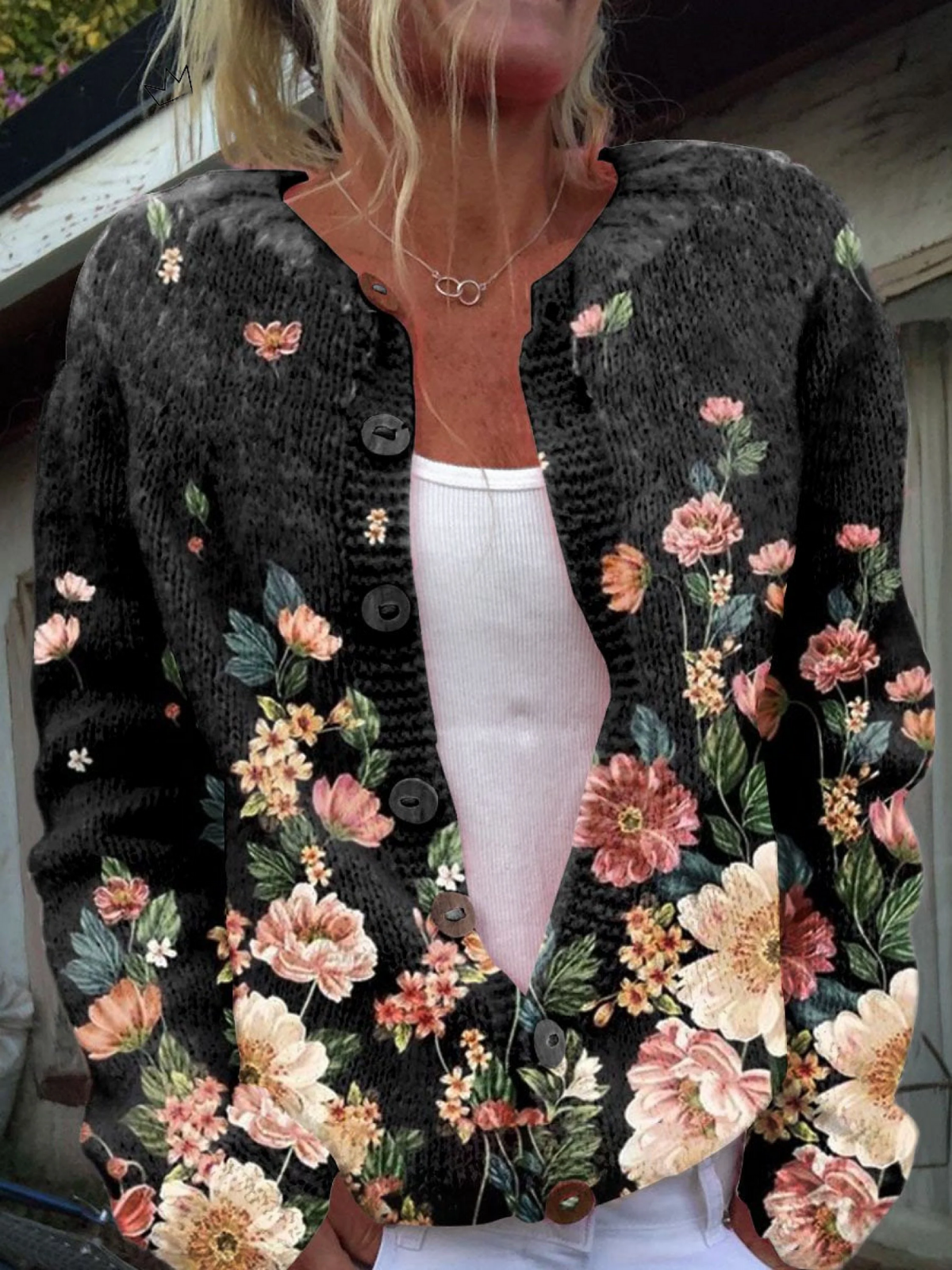 Sophie - retro floral cardigan — view 1