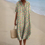 Sophie - retro floral dress in aqua green — view 1