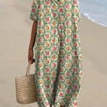 Sophie - retro floral dress in aqua green — view 2