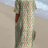 Sophie - retro floral dress in aqua green — view 3