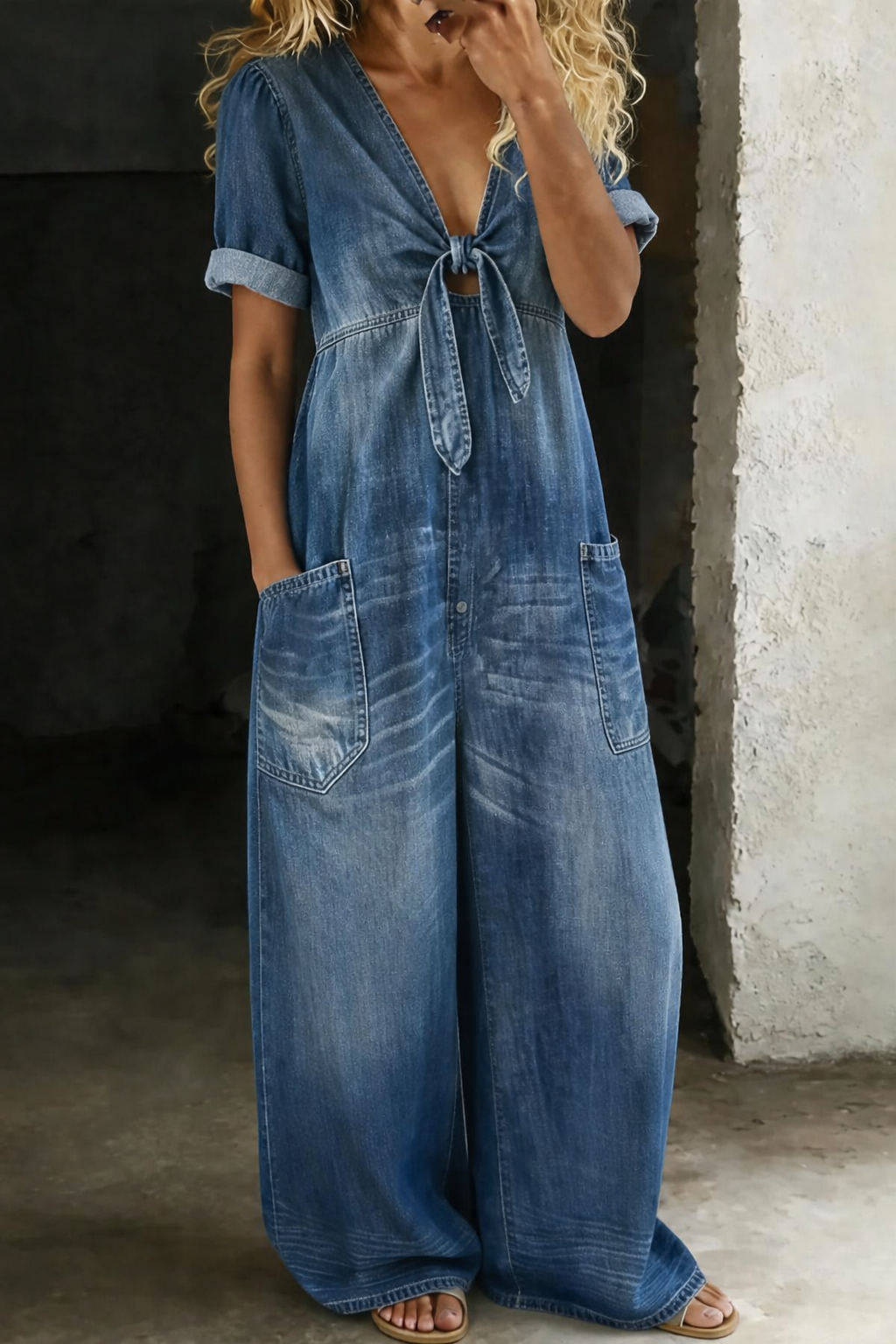 Sophie - V-Neck Short Sleeve Jumpsuit — view 2