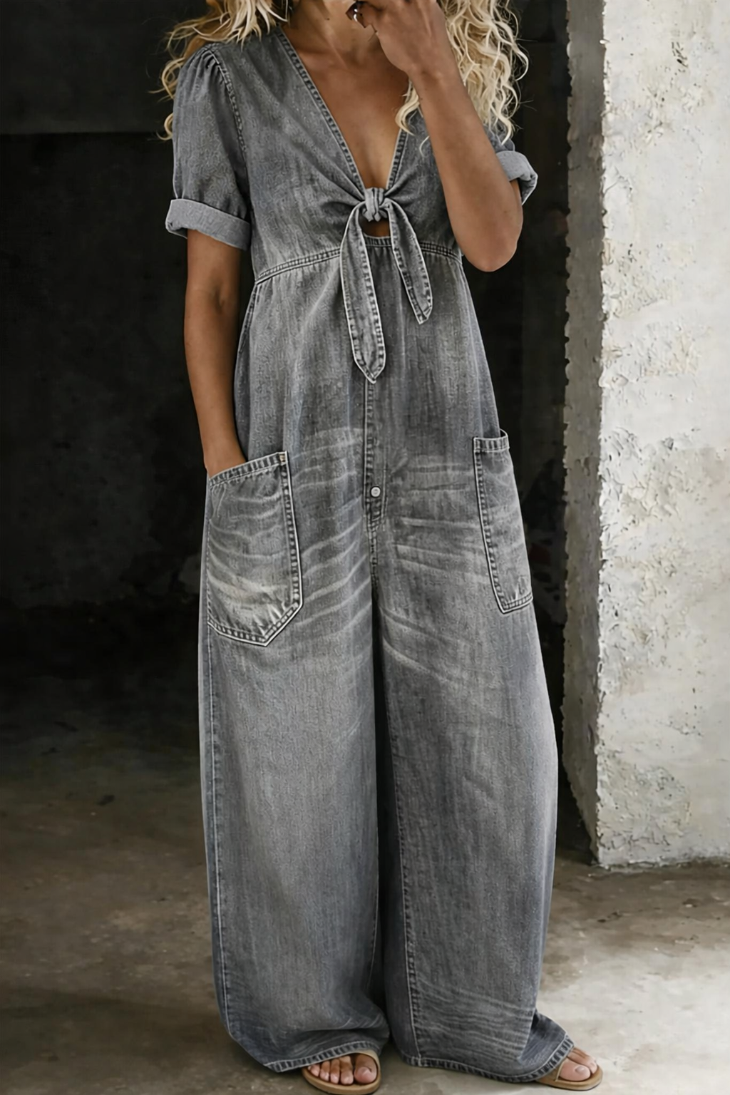 Sophie - V-Neck Short Sleeve Jumpsuit — view 7