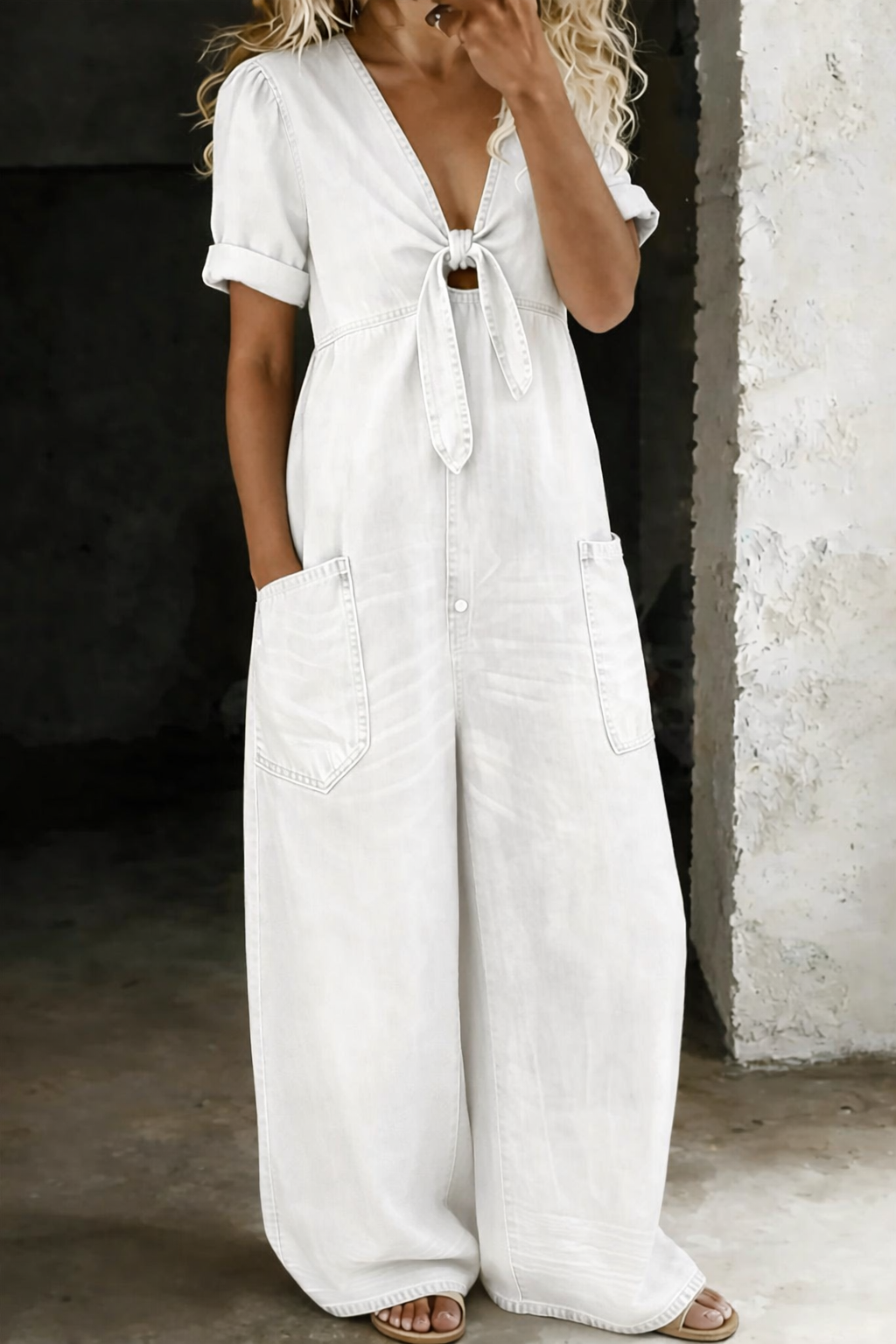 Sophie - V-Neck Short Sleeve Jumpsuit — view 8
