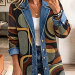 Stella - retro abstract denim jacket — view 1
