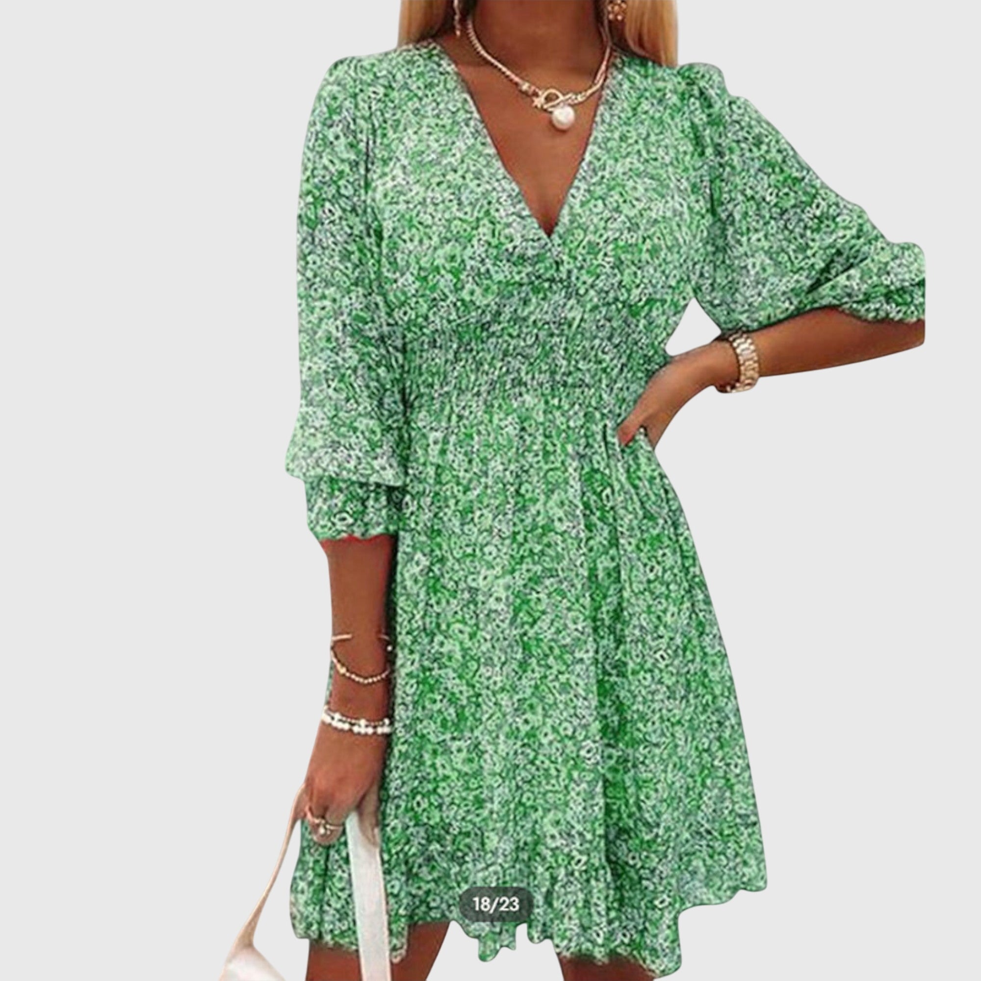 Stephanie - Floral Puff Sleeve Dress — view 2