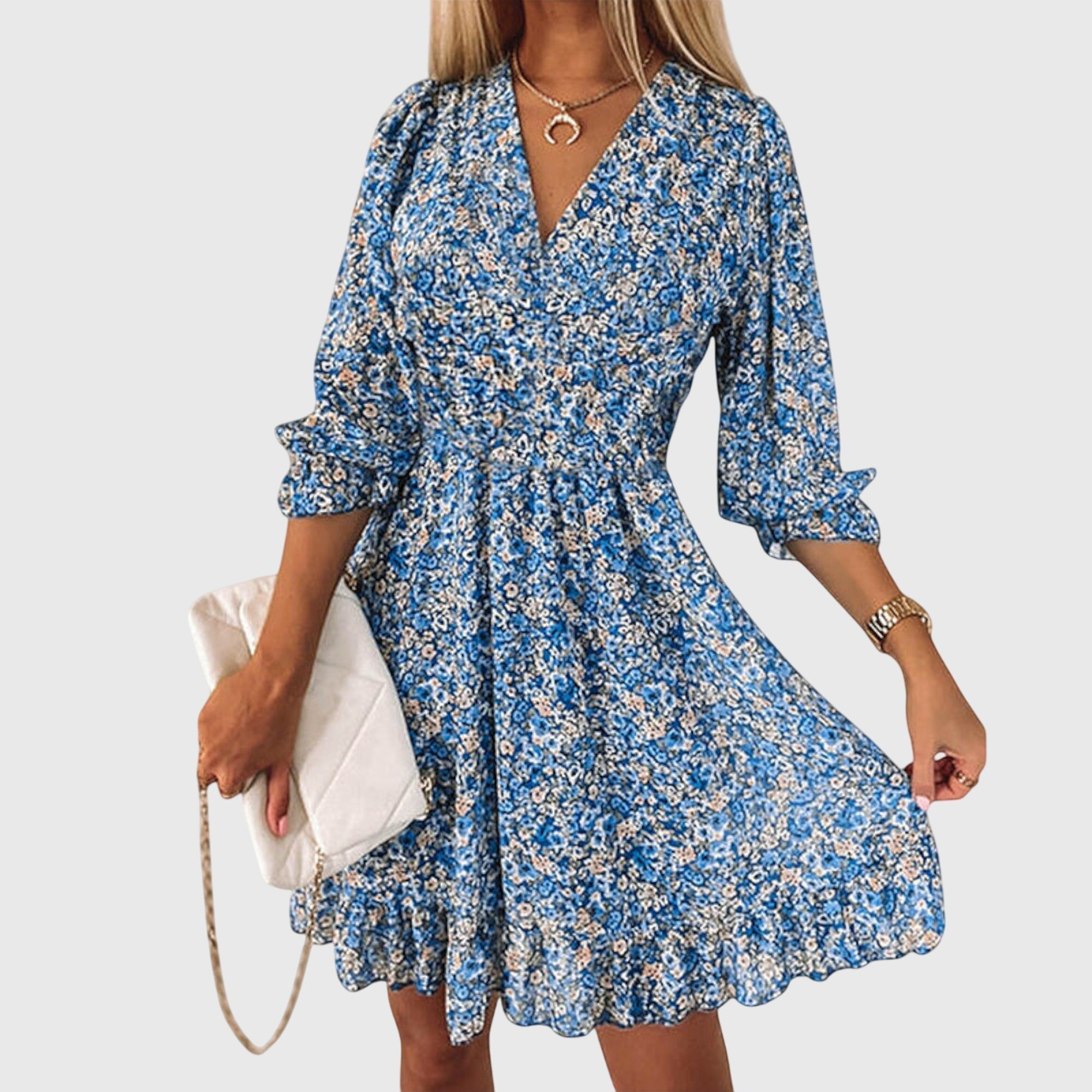 Stephanie - Floral Puff Sleeve Dress — view 3