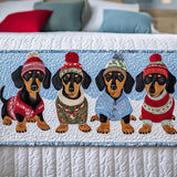 Quilted bed runner - Quilted Dachshund Christmas — view 1
