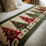 Quilted bed runner - Holly forest — view 1