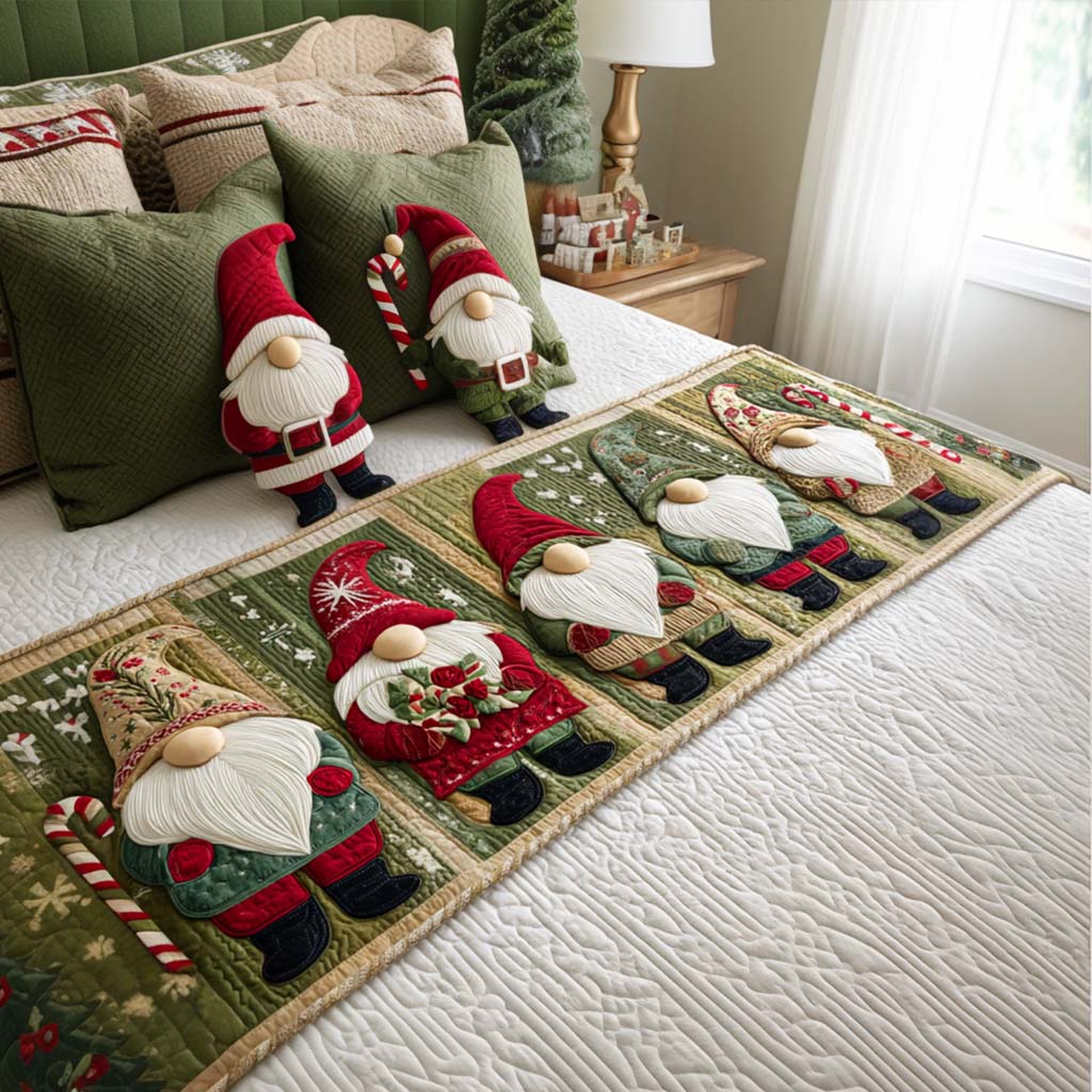 Quilted bed runner - Dwarves Gathering — view 1