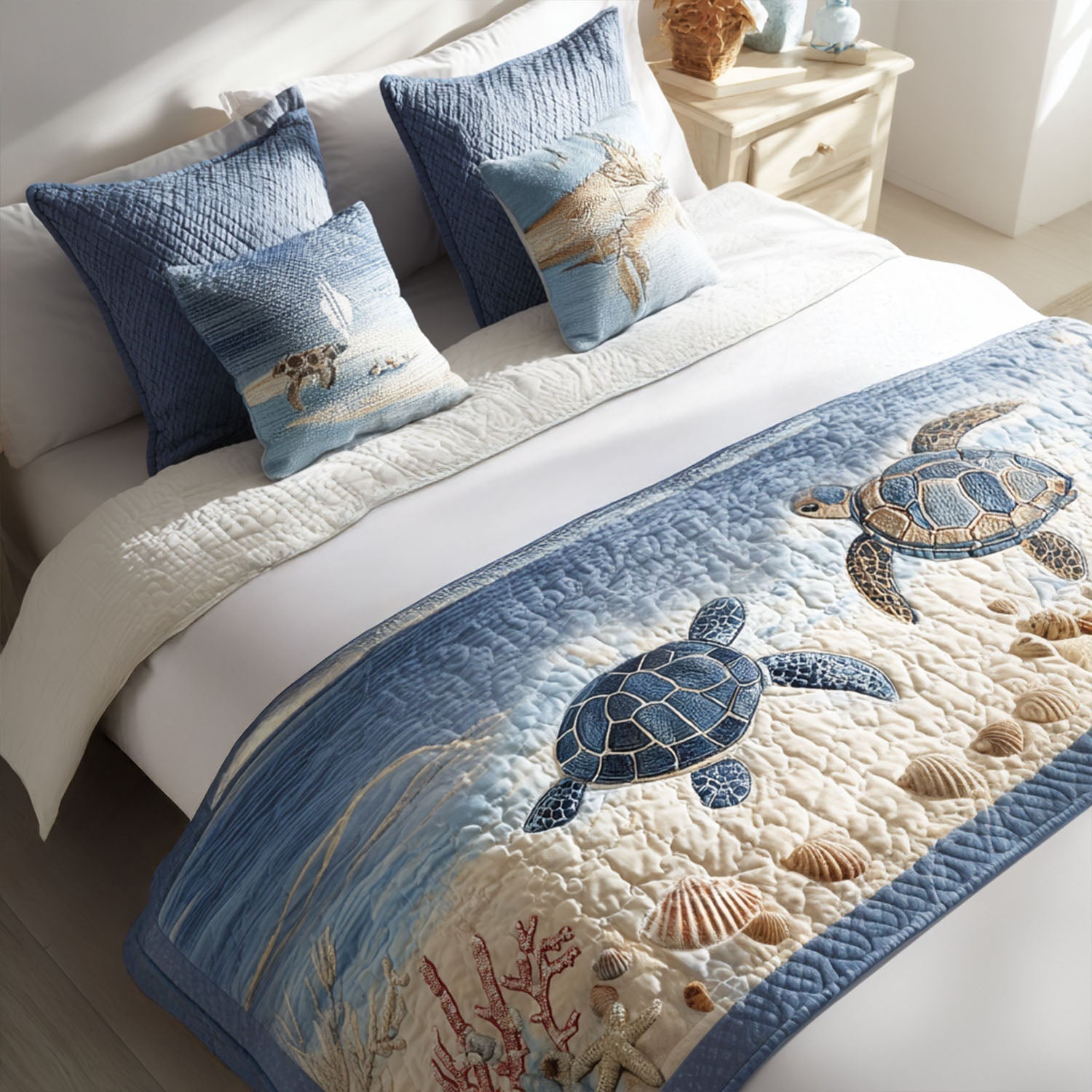 Quilted Bed Runner - Water Wanderer — view 1