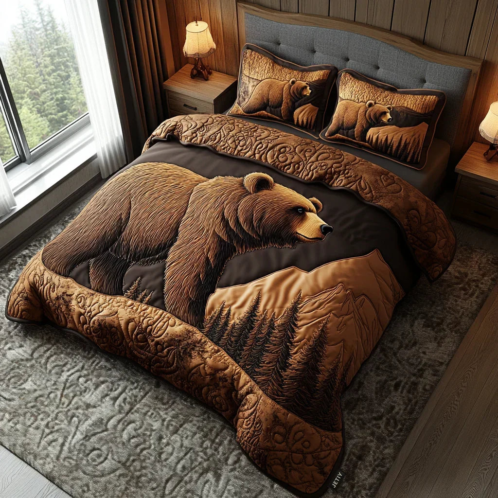 3-piece quilted bedding set - Forest animals — view 1