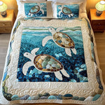 3 Piece Quilted Bedding Set - Sea Turtles — view 4