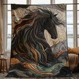 Quilted bedspread - Dynamic horses design — view 1