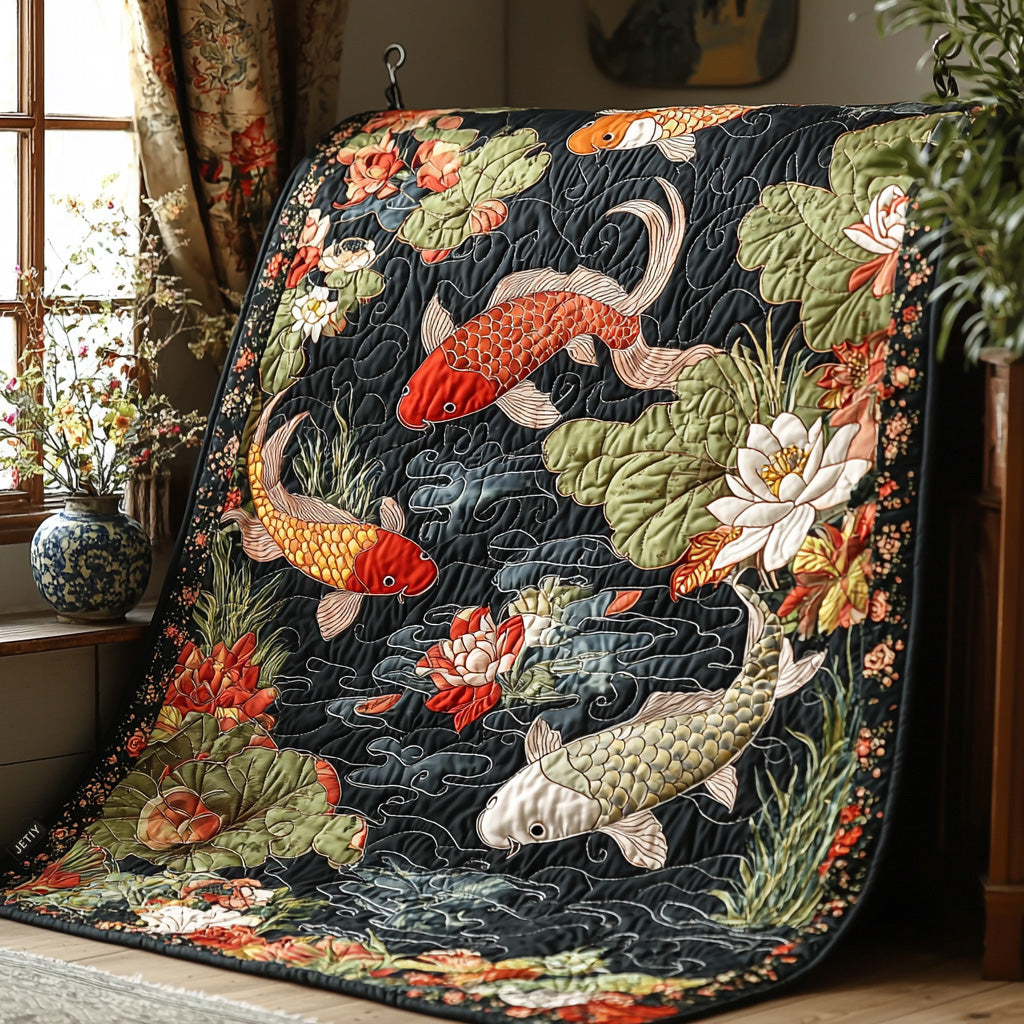 Quilted bedspread - Japanese Koi Eleganz — view 1
