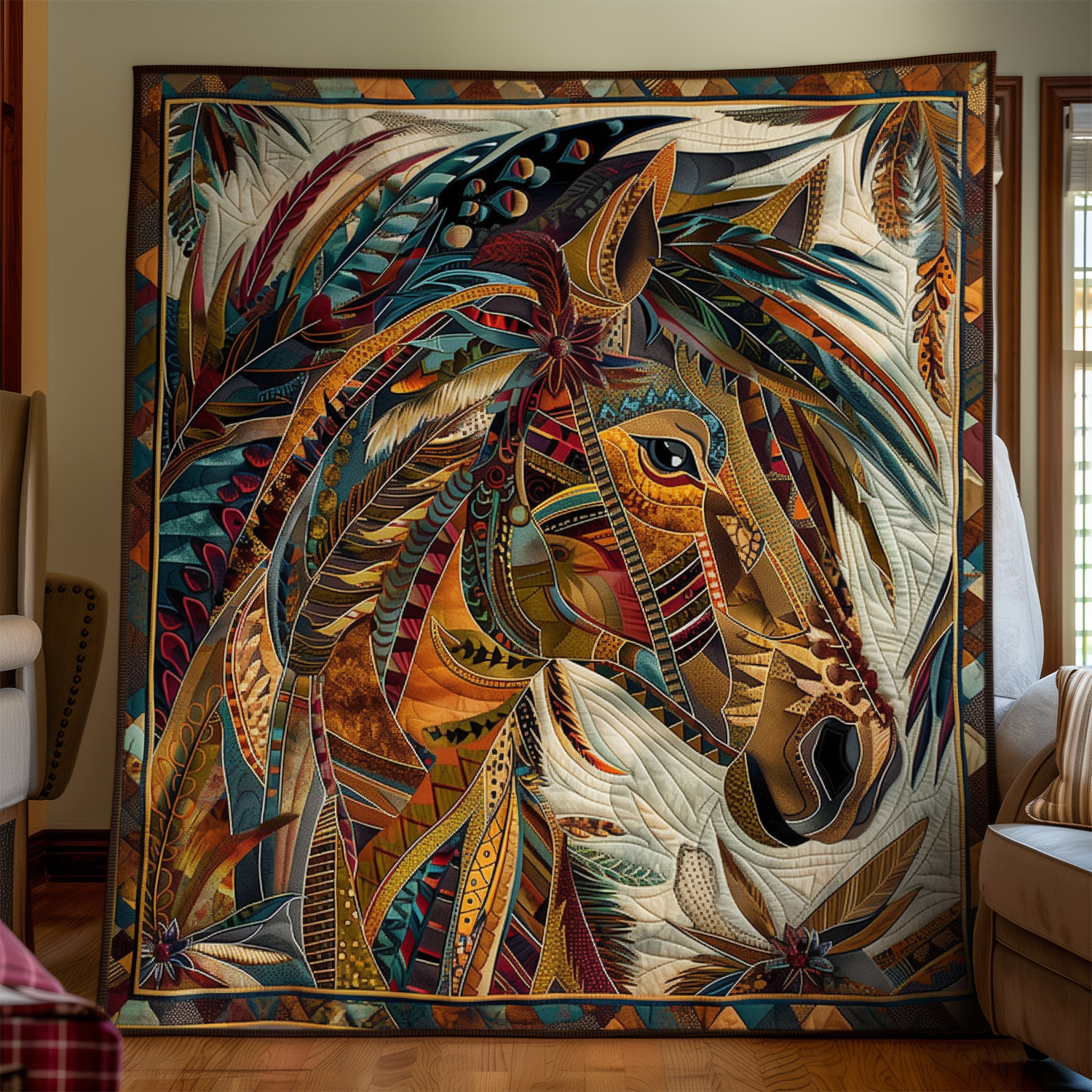 Quilted bedspread - Horse — view 2