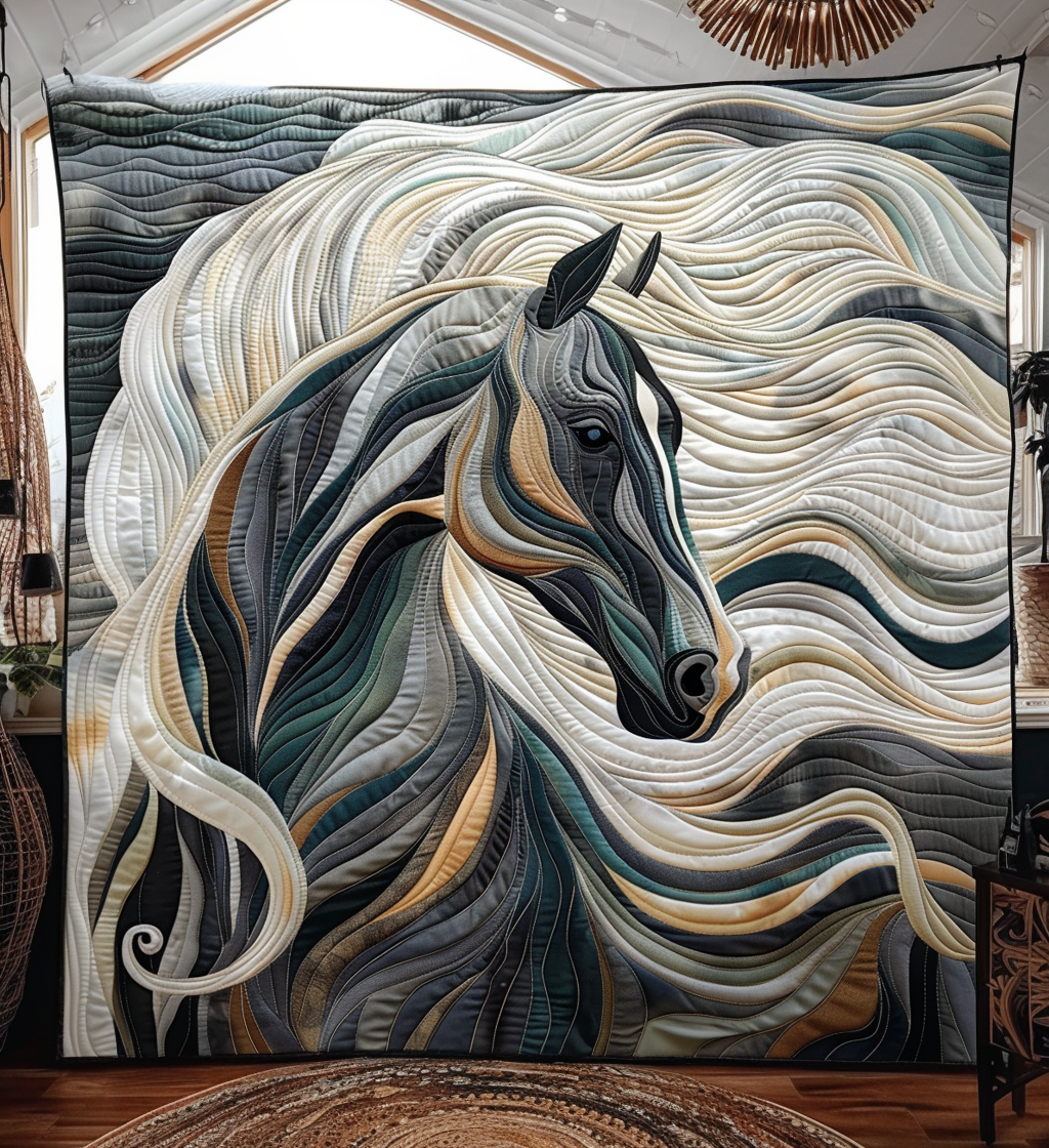 Quilted bedspread - Charm of horses — view 1