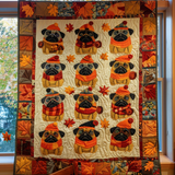 Quilted bedspread - Pug autumn atmosphere — view 1
