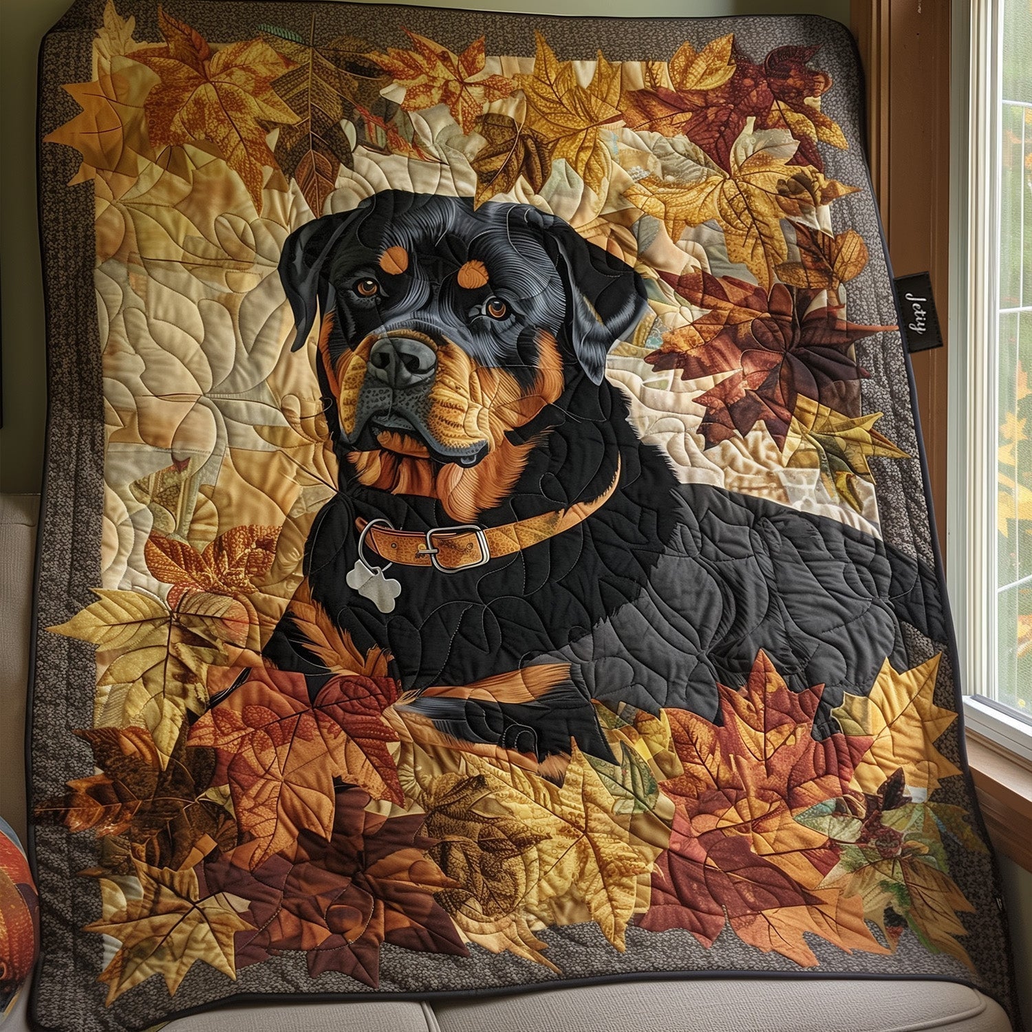Quilted Bedspread - Rottweiler Autumn Breeze — view 1