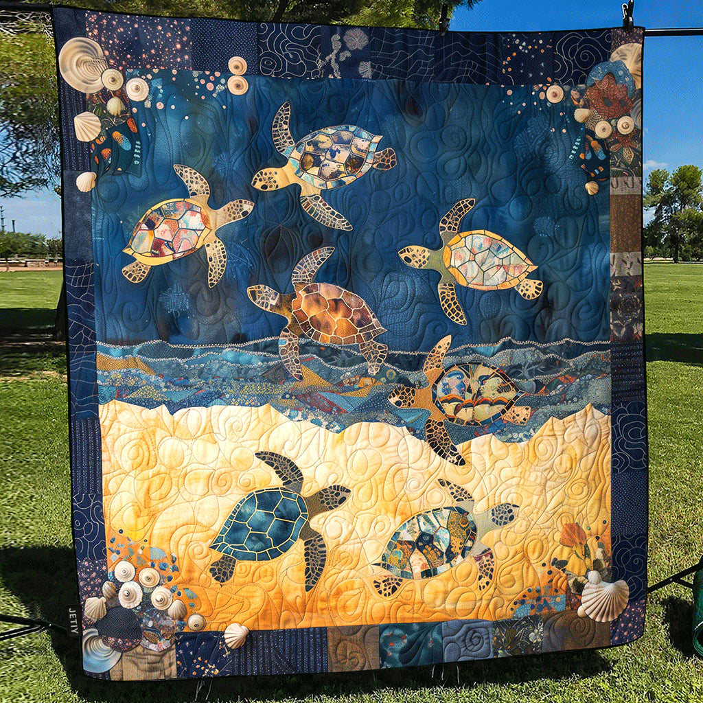 Quilted bedspread - Sea turtle cavalcade — view 1