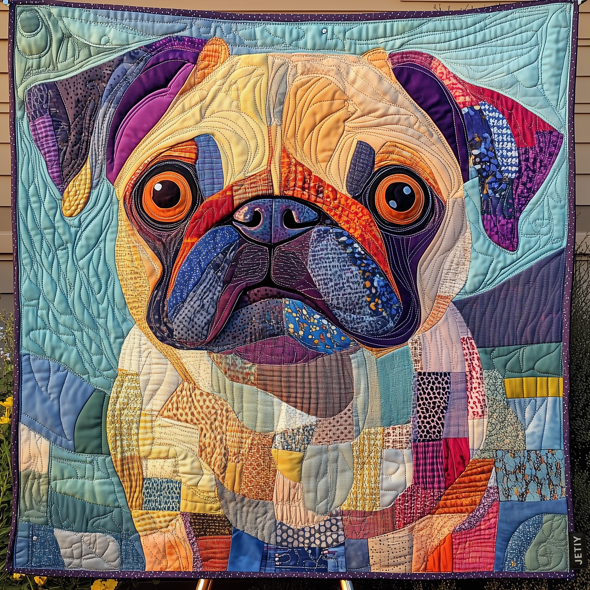 Quilted bedspread - Soft pug love — view 1