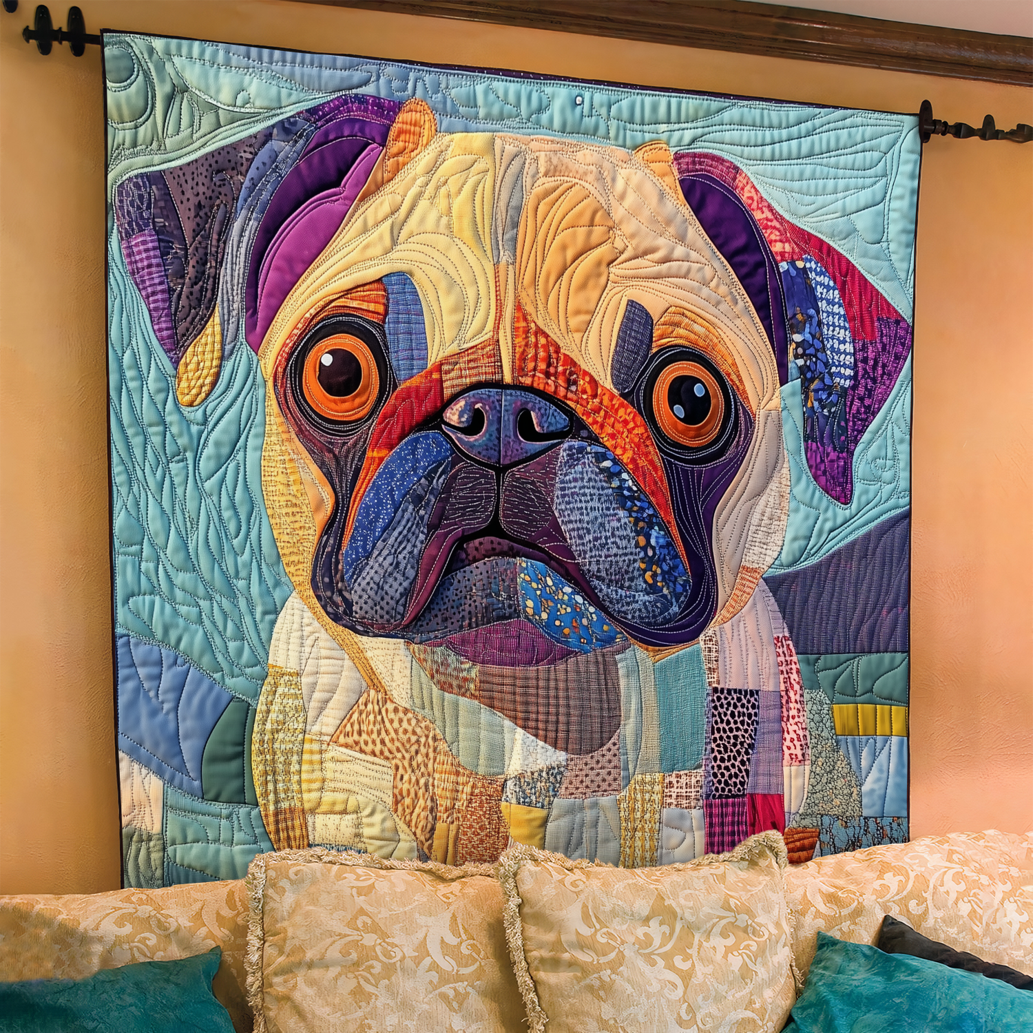 Quilted bedspread - Soft pug love — view 2