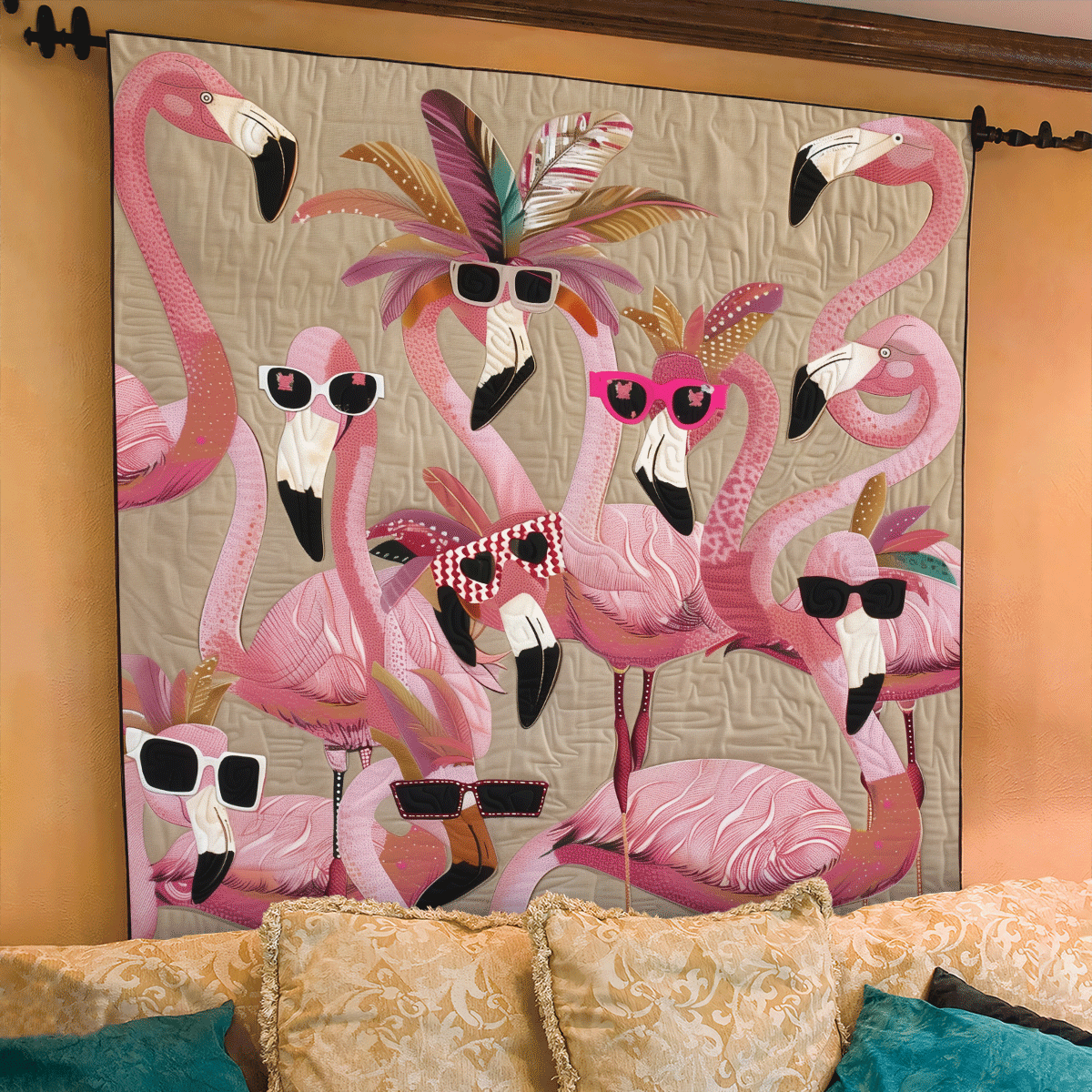 Quilted bedspread - Tropical flamingo joy — view 2
