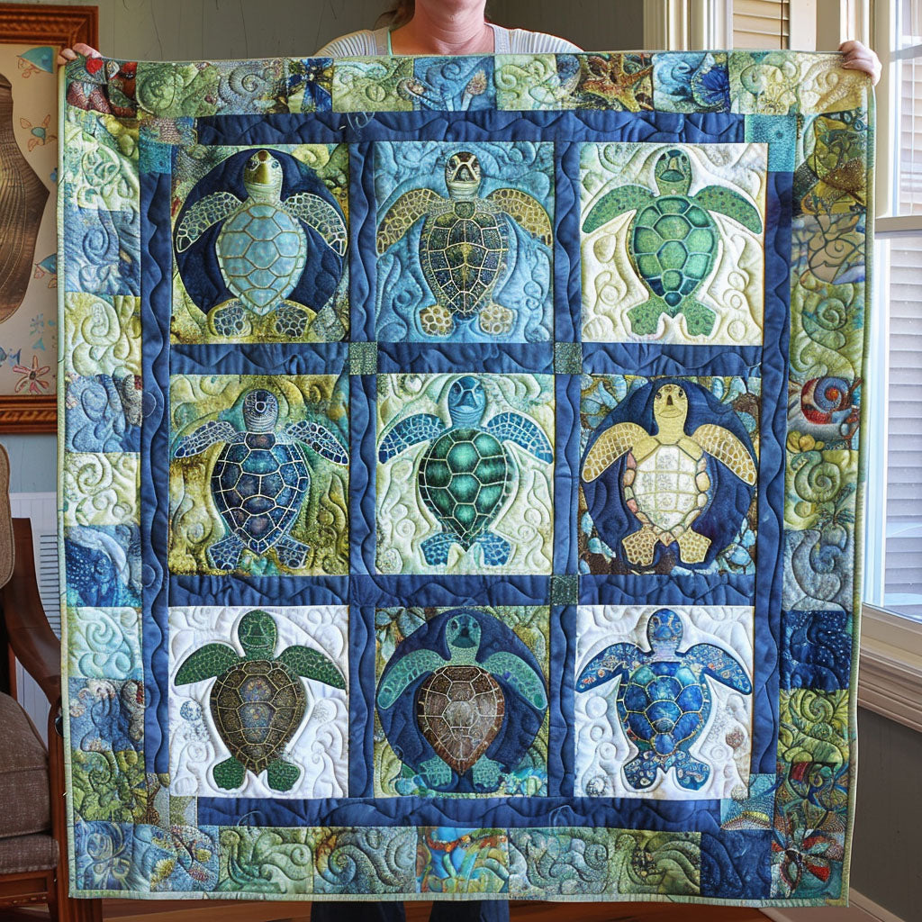 Quilted Bedspread - Turtle Tide — view 1