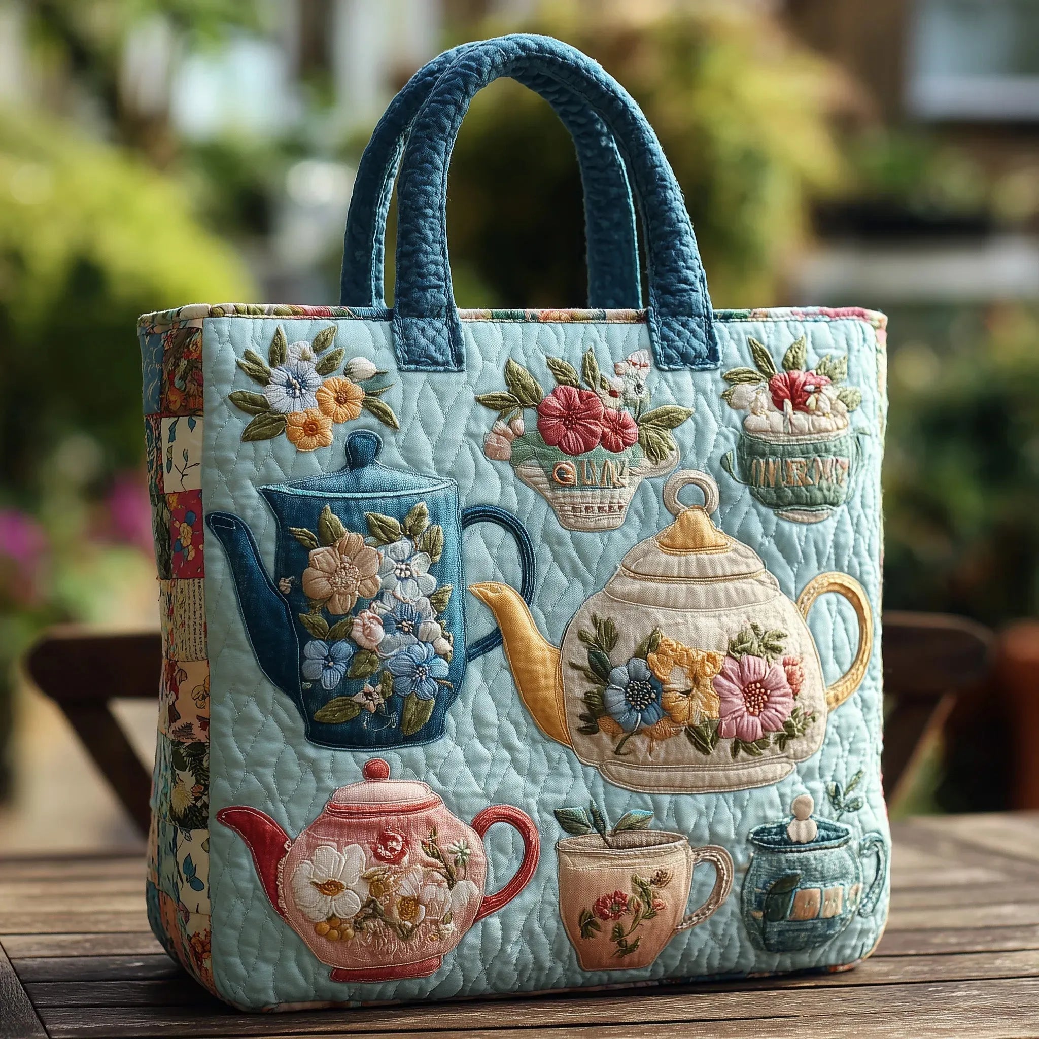 Melody - quilted bag, flower print — view 1