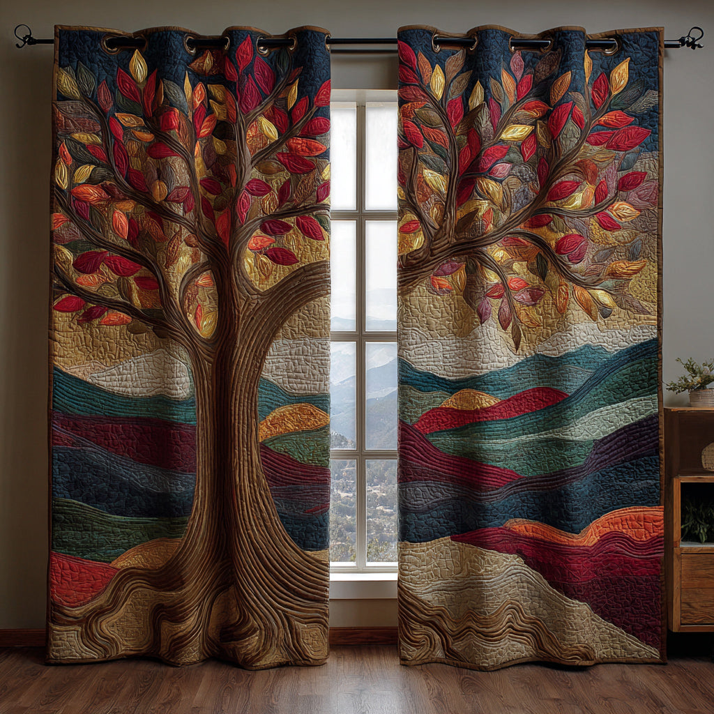 Quilted Curtain - Tree of Life Sunset — view 1