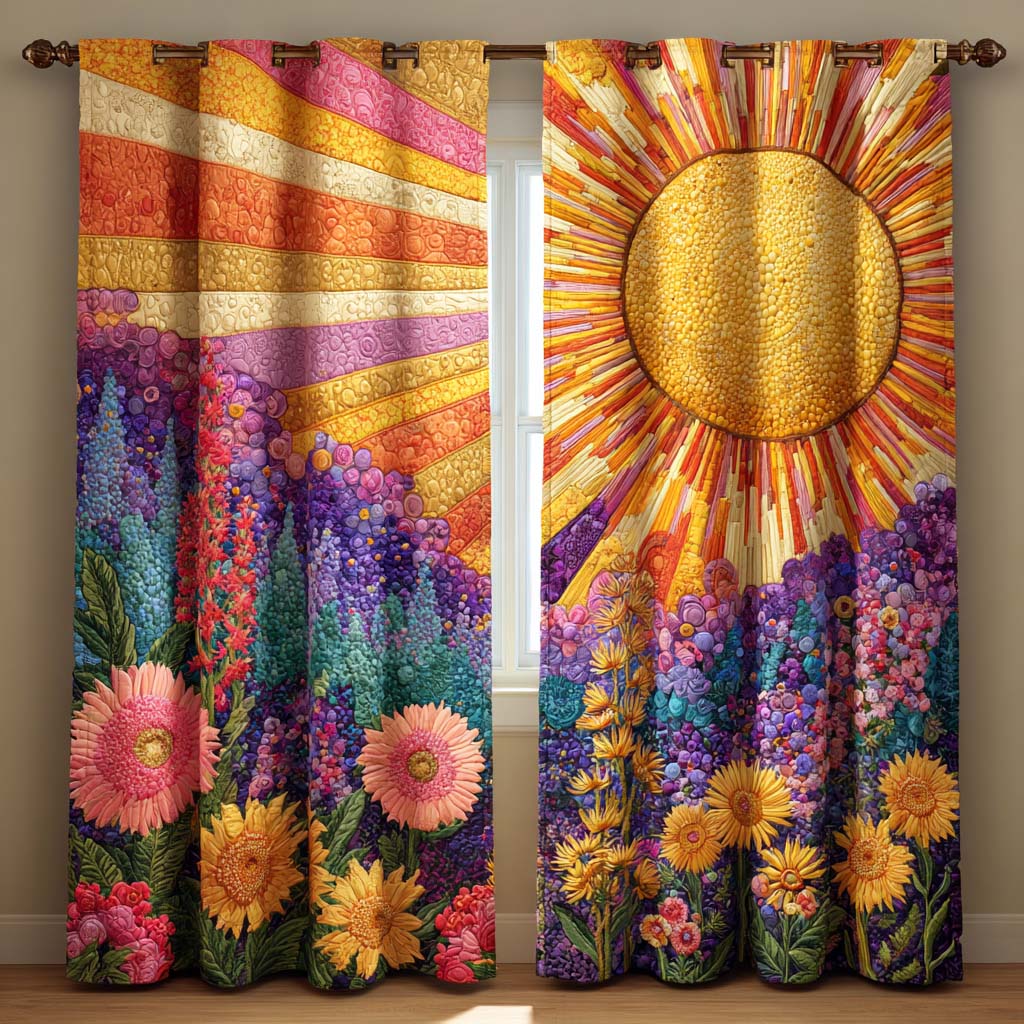 Quilted Curtain - Lavender Sunrise Glow — view 1