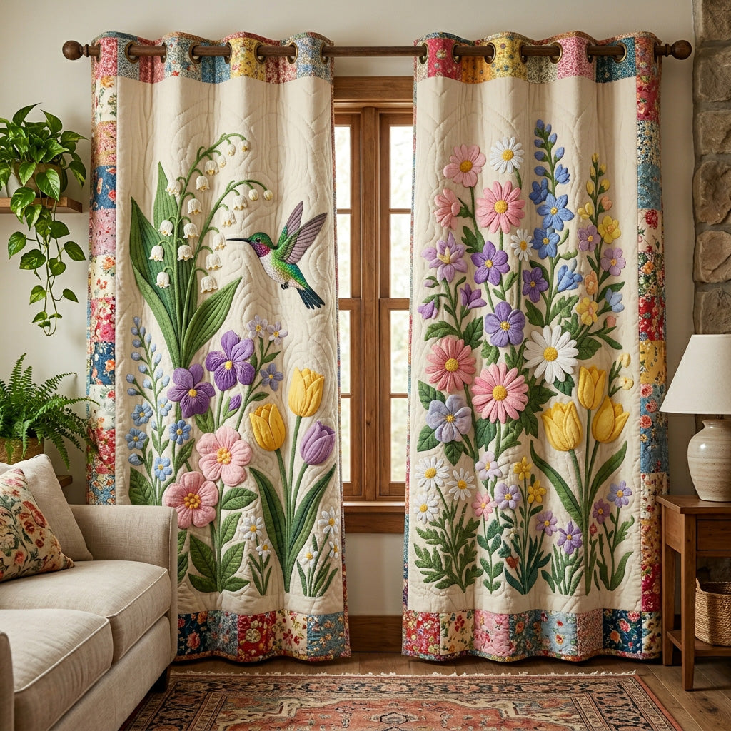 Quilted Curtain - Blooming Garden — view 1