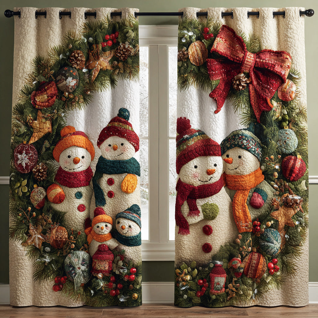 Quilted curtain - Winter snowman — view 1
