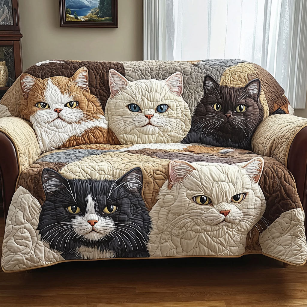 Quilted sofa cover - Gold Kater — view 1