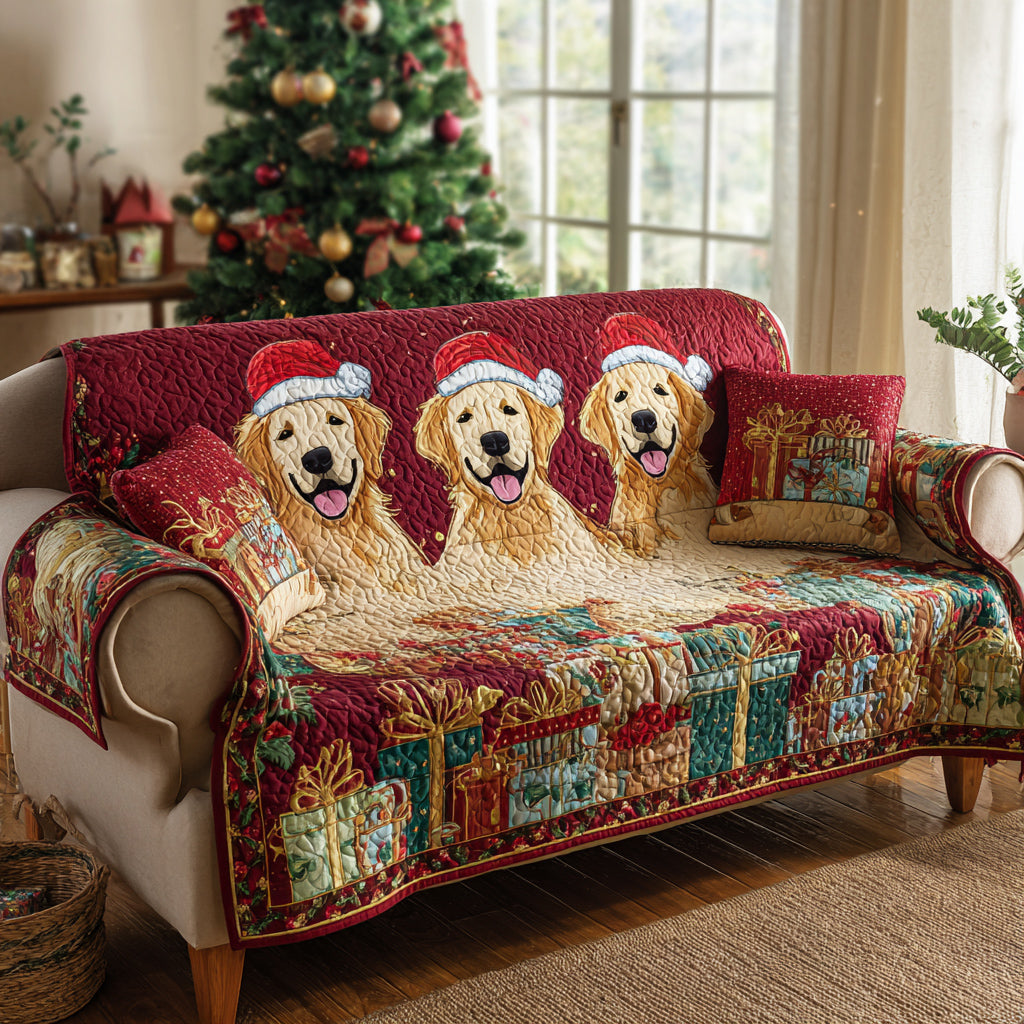 Quilted sofa cover - Golden retriever — view 1