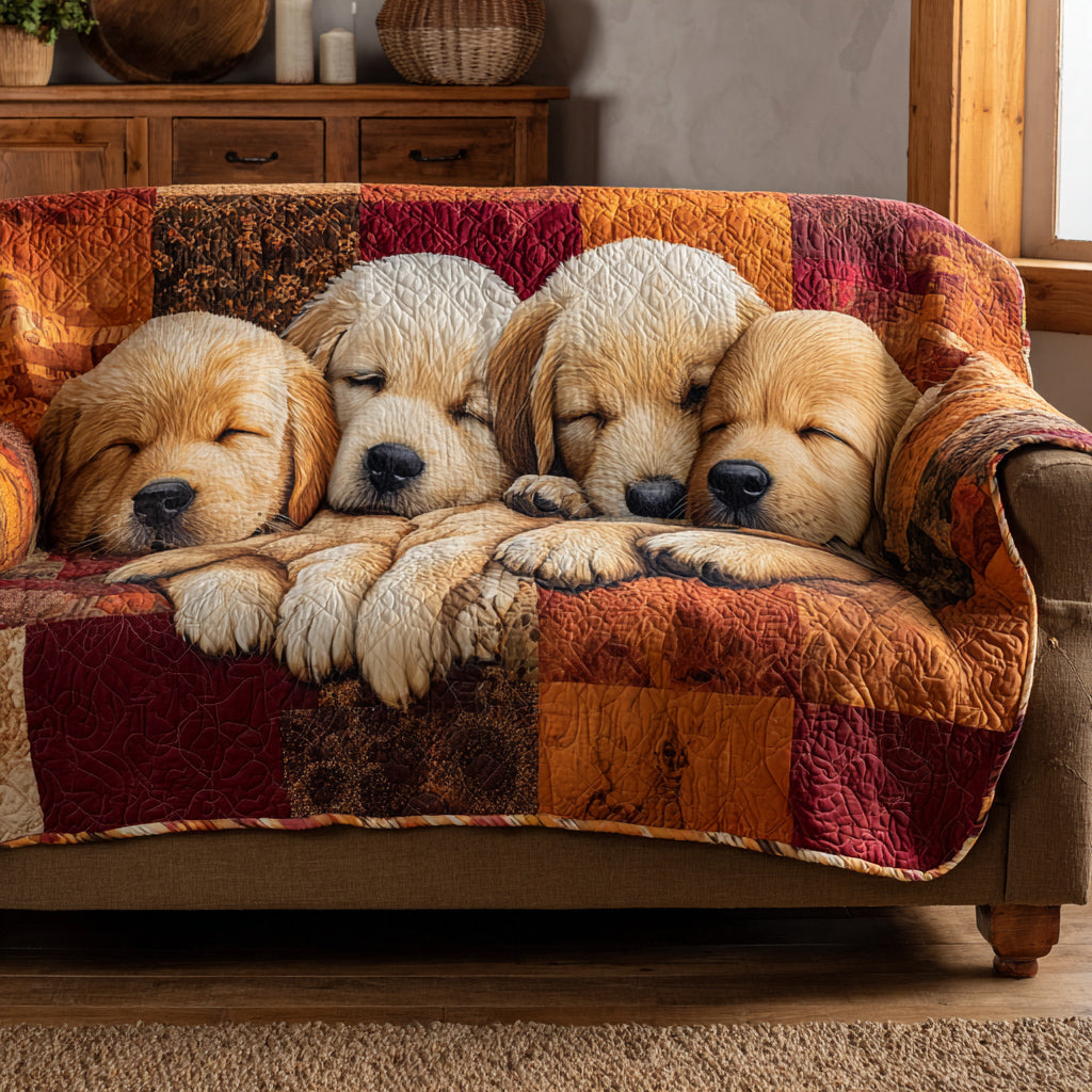Quilted sofa cover - Golden retriever — view 1