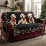 Quilted Sofa Cover - Golden Retriever Vor Night Sky Blue — view 1